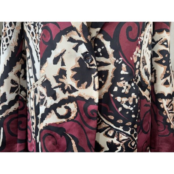 CHICOS Multicolor Floral Paisley Blazer One Button MEDIUM PETITE Office Formal - Picture 5 of 9